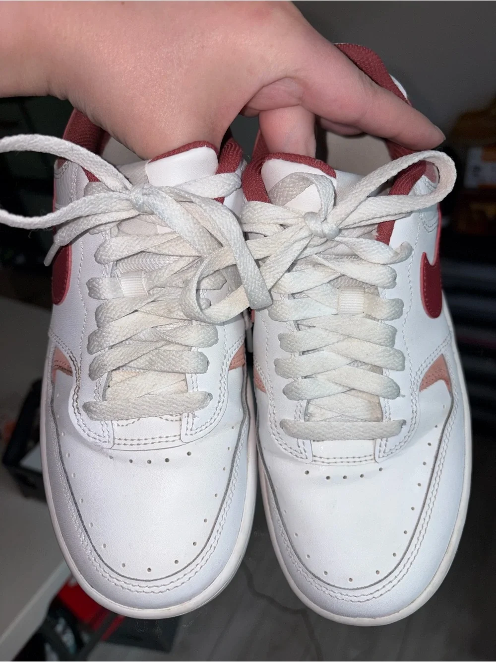 Nike Women’s White and Red Low-Top Sneakers